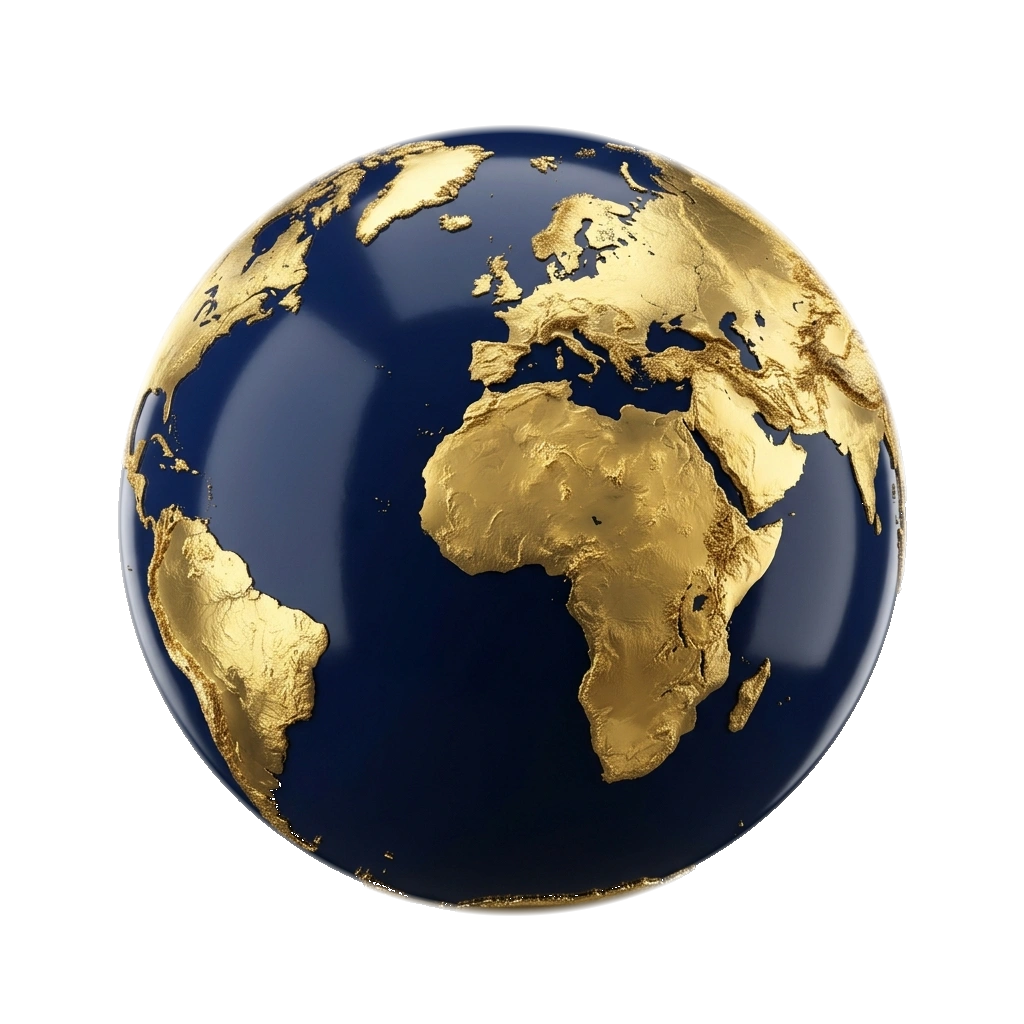 3D Realistic Navy and Gold Globe